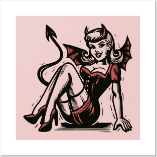 Retro Devil Girl Posters and Art